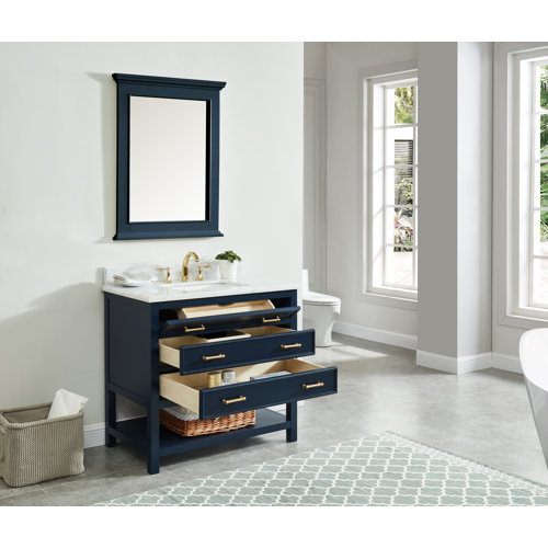 Breakwater Bay Pamula 37'' Freestanding Single Bathroom Vanity with Marble Vanity Top & Reviews